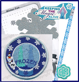 Frozen Activity Kit-- Patch, pencil, eraser, snowflake craft & paper